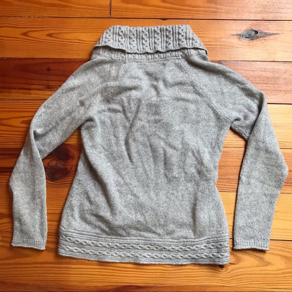 White House Black Market Grey Sparkle Faux Wrap Sweater, EUC, S - Picture 12 of 13